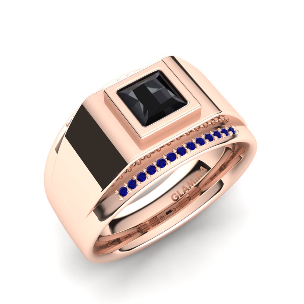 9ct Rose Gold Sapphire Men's Ring Monte