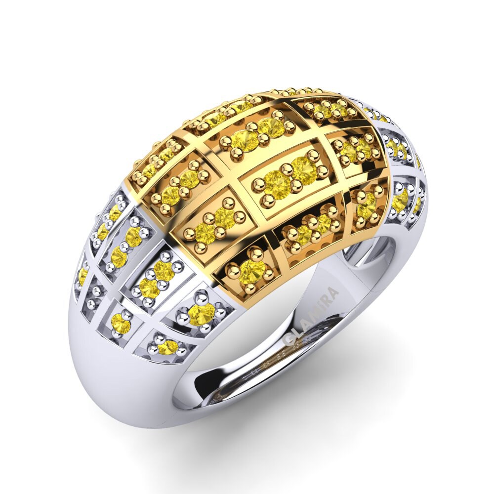 14ct White / Yellow Gold Yellow Sapphire Ring Mundesi