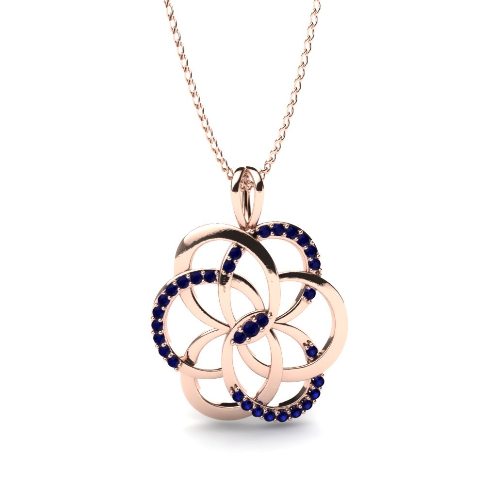 Vàng Hồng 9K Đá Zirconia Xanh Lam Dây chuyền nữ Jessamine