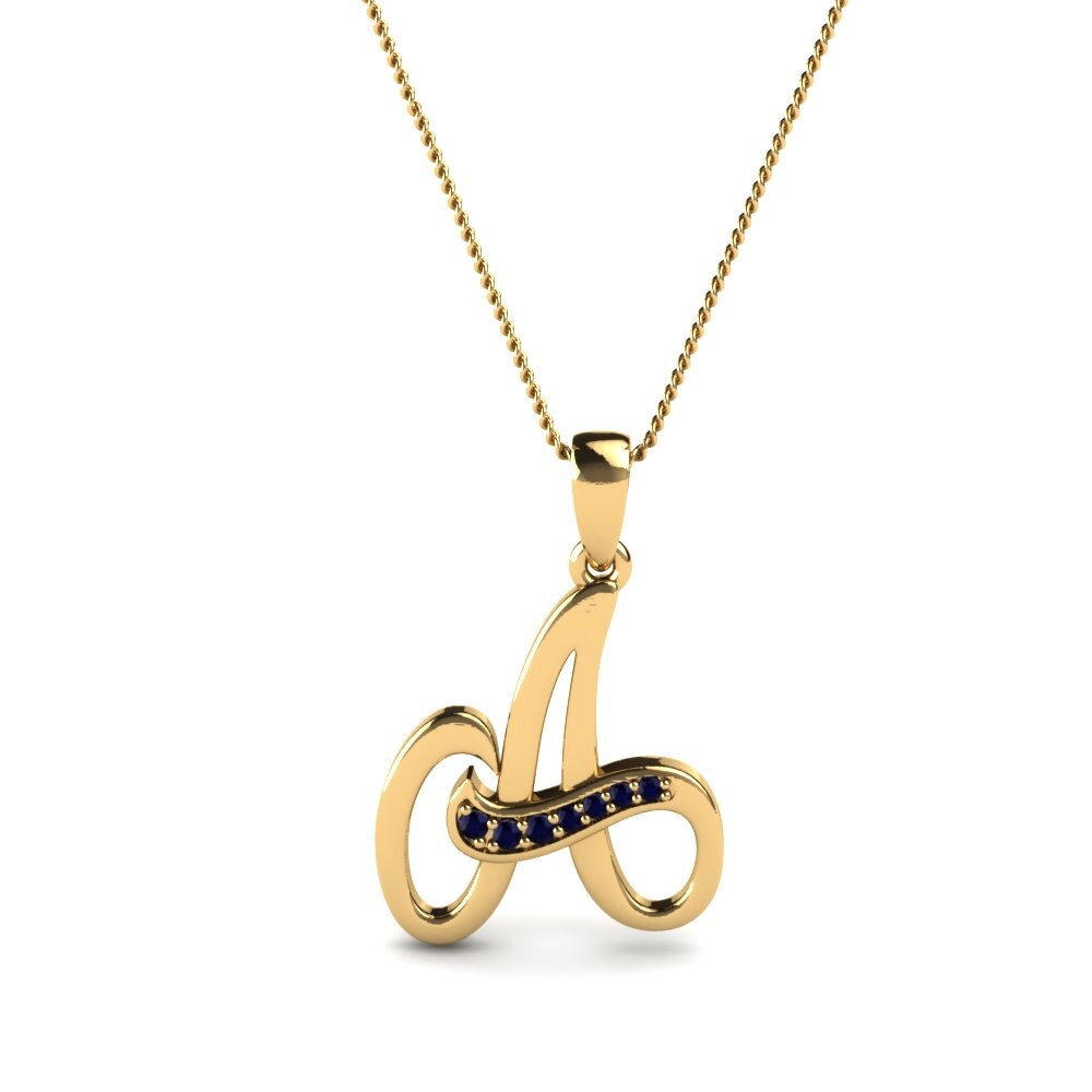 Donker Blauwe Zirkoon Initials Hanger A