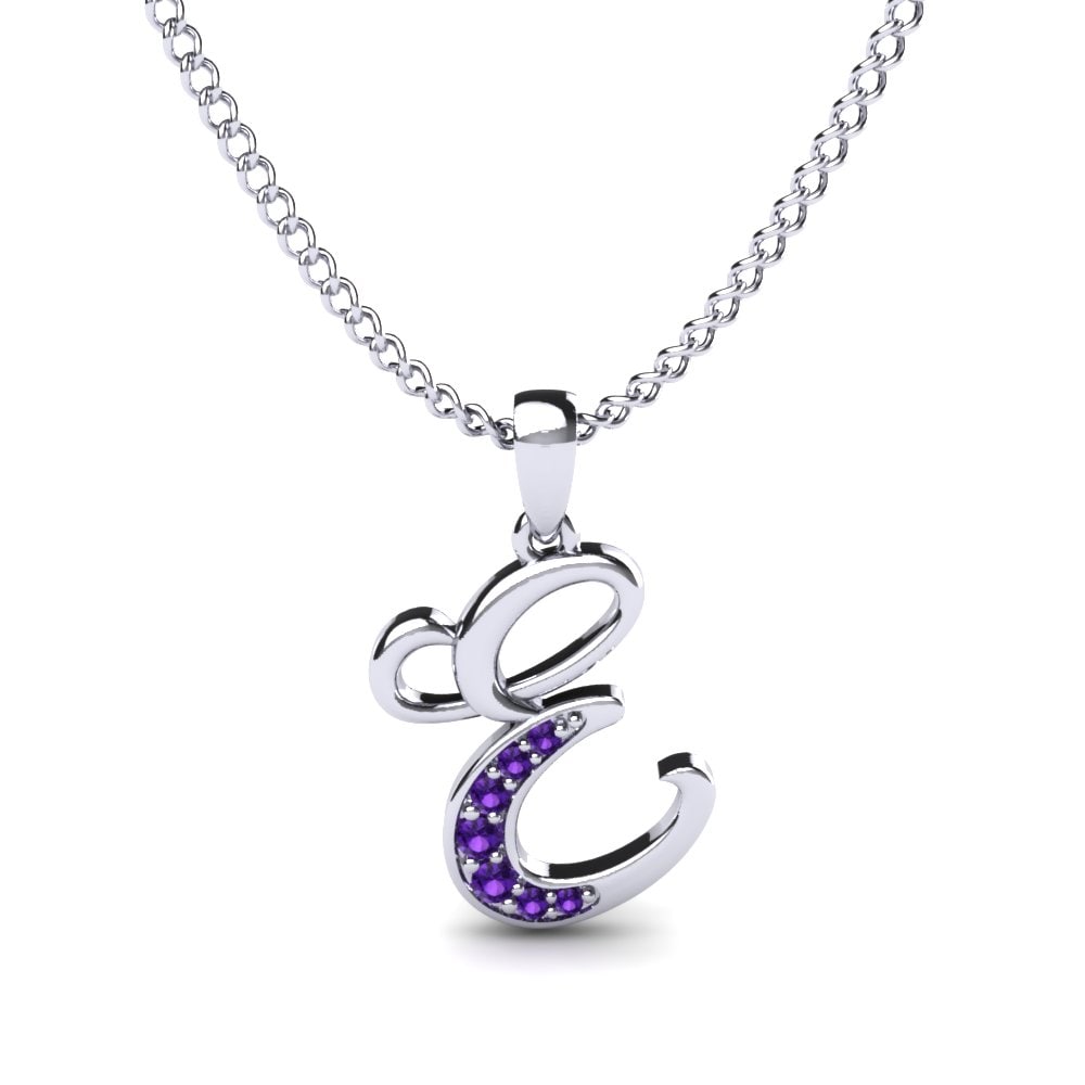 Rund Amethyst Initials Anhänger E