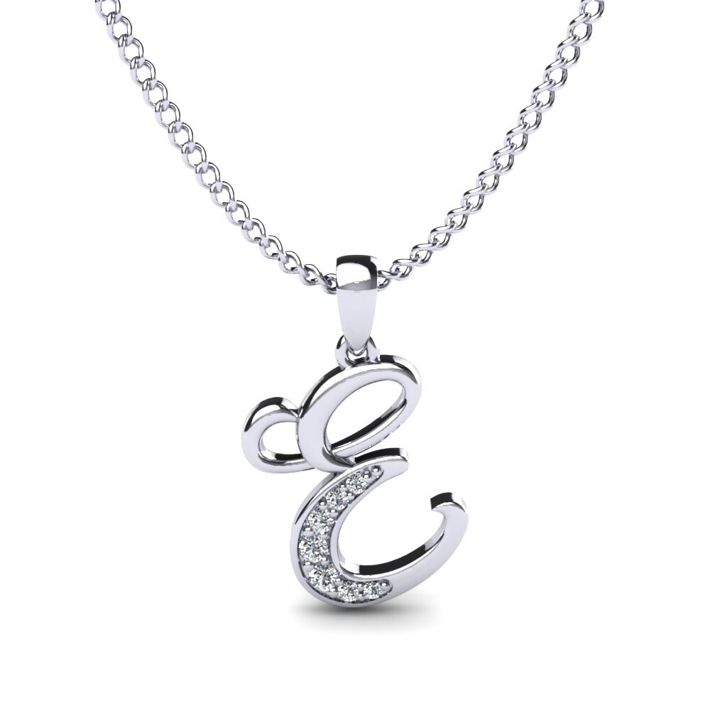 Rund Zirkonia Initials Anhänger E
