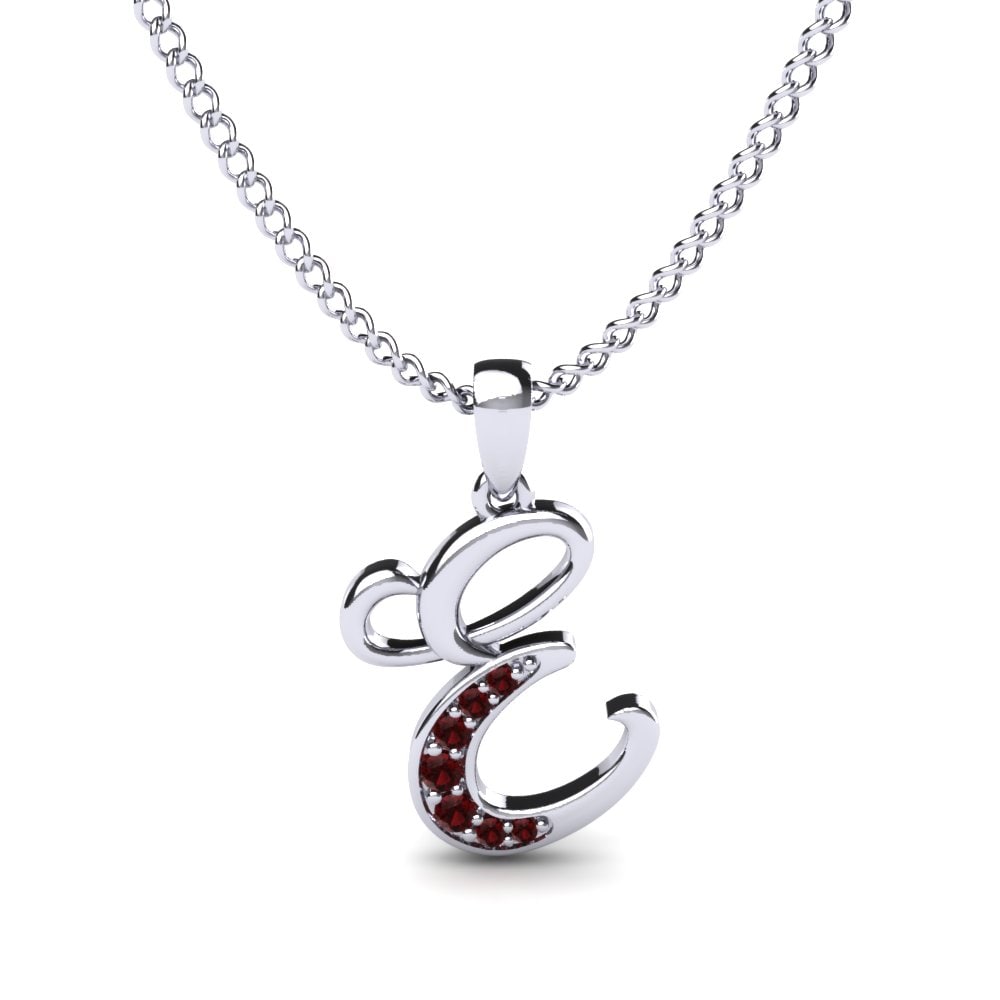 Rund Granat Initials Anhänger E