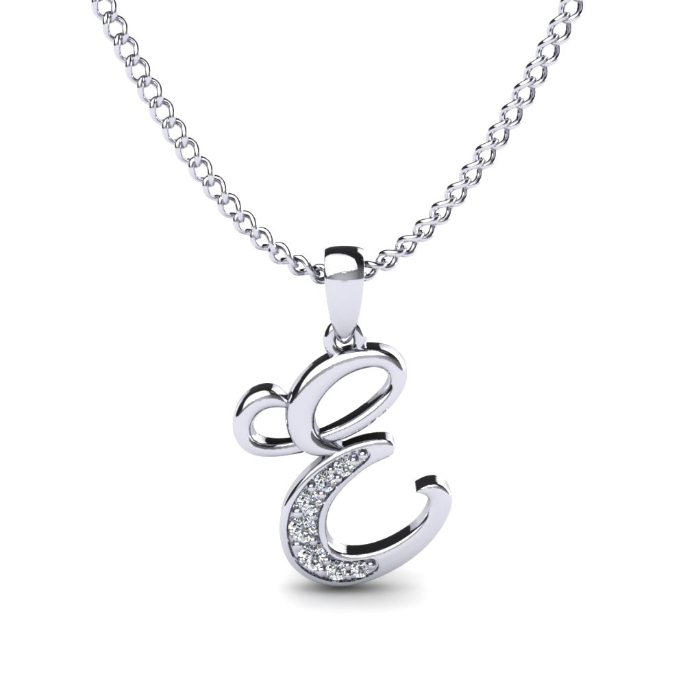 Rund Moissanit Initials Anhänger E