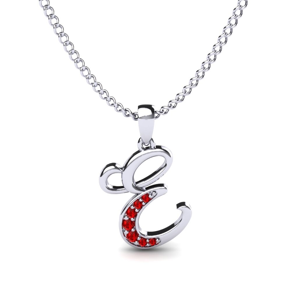 Roter Zirkonia Initials Anhänger E