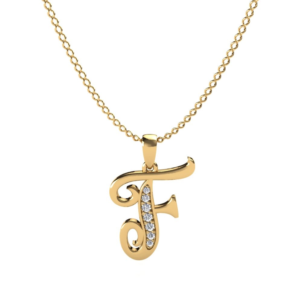 Rund Zirkonia Initials Anhänger F
