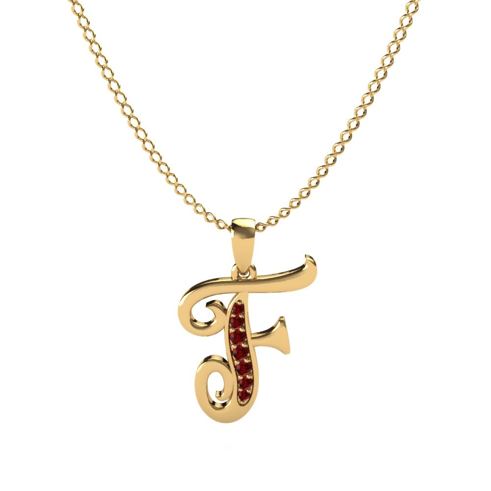 Roter Zirkonia Initials Anhänger F