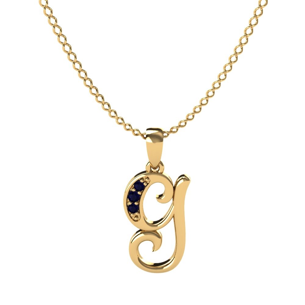 Rund Saphir Initials Anhänger G