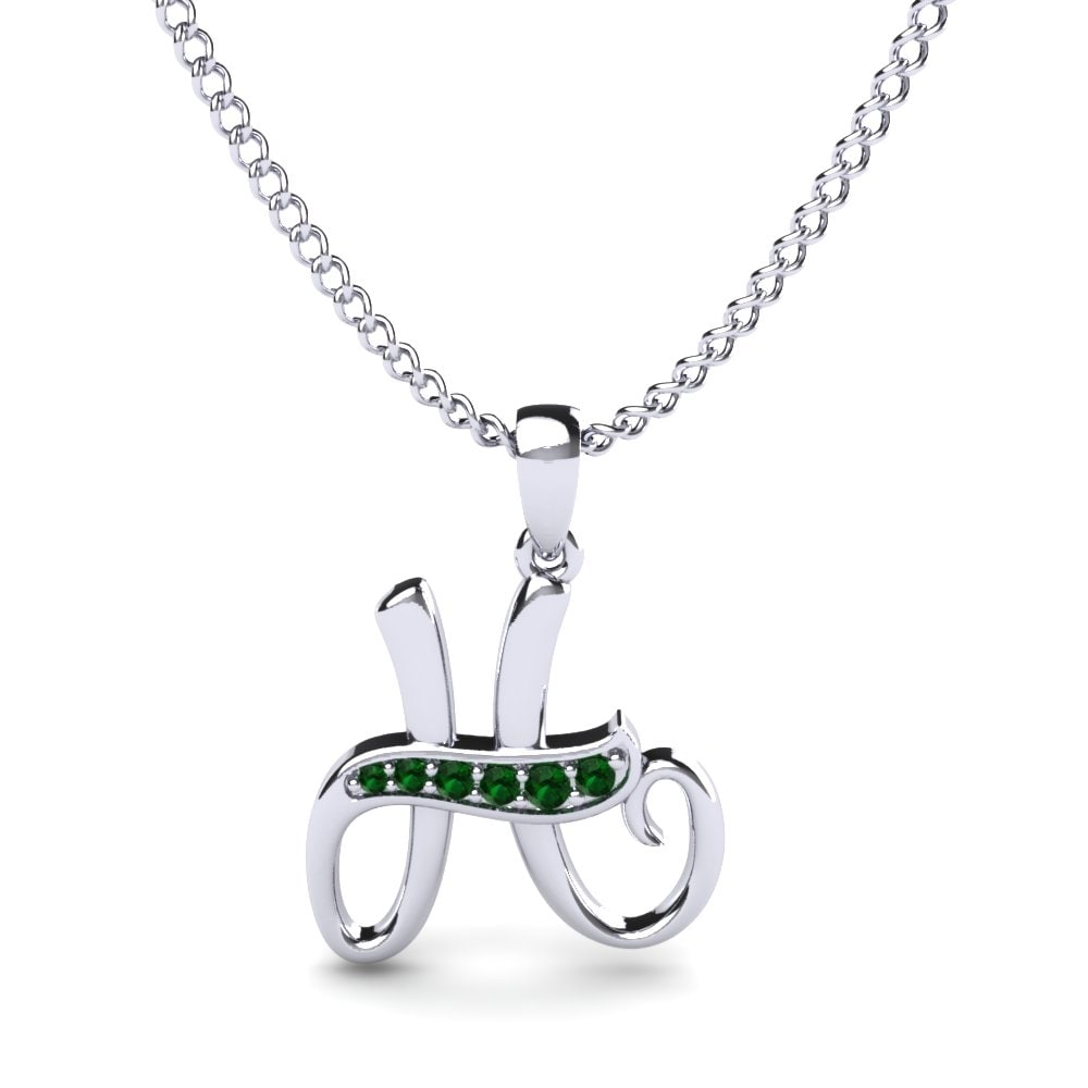 Rund Smaragd Initials Anhänger H