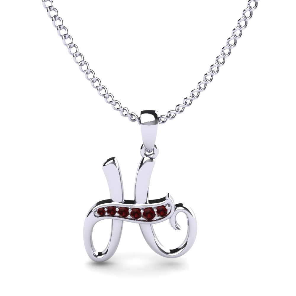 Rund Granat Initials Anhänger H
