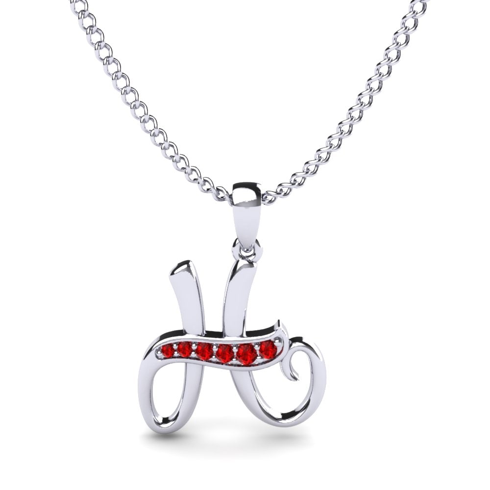 Roter Zirkonia Initials Anhänger H