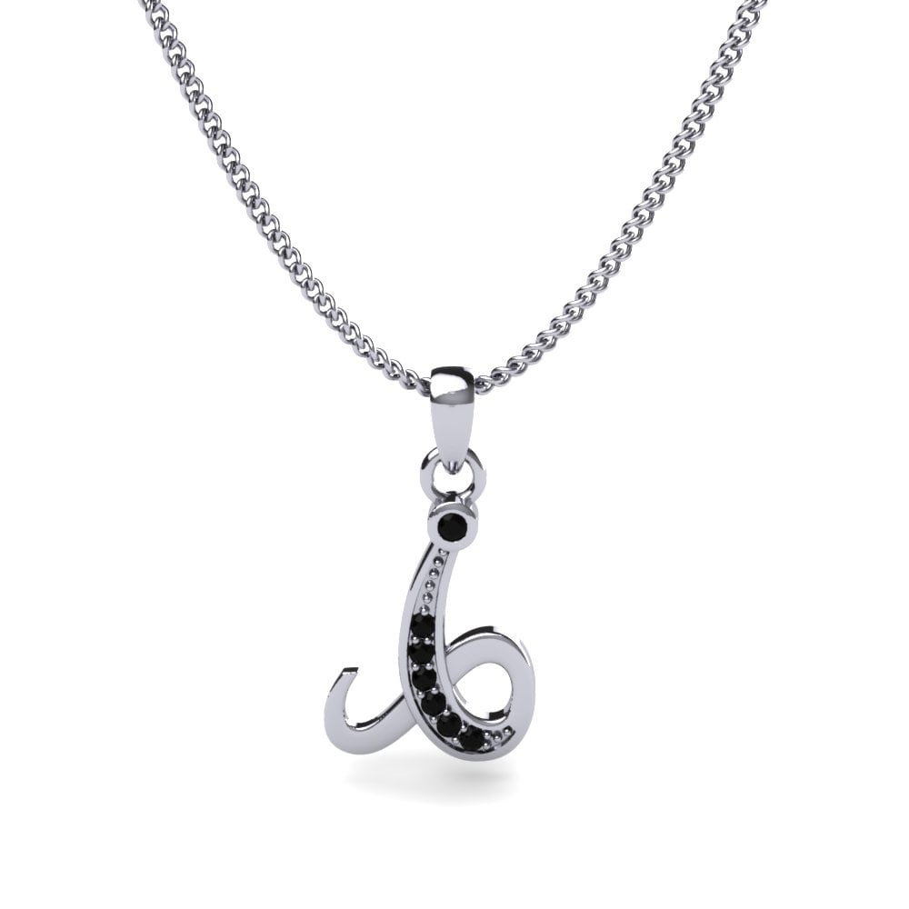 Rund Schwarzer Onyx Initials Anhänger I