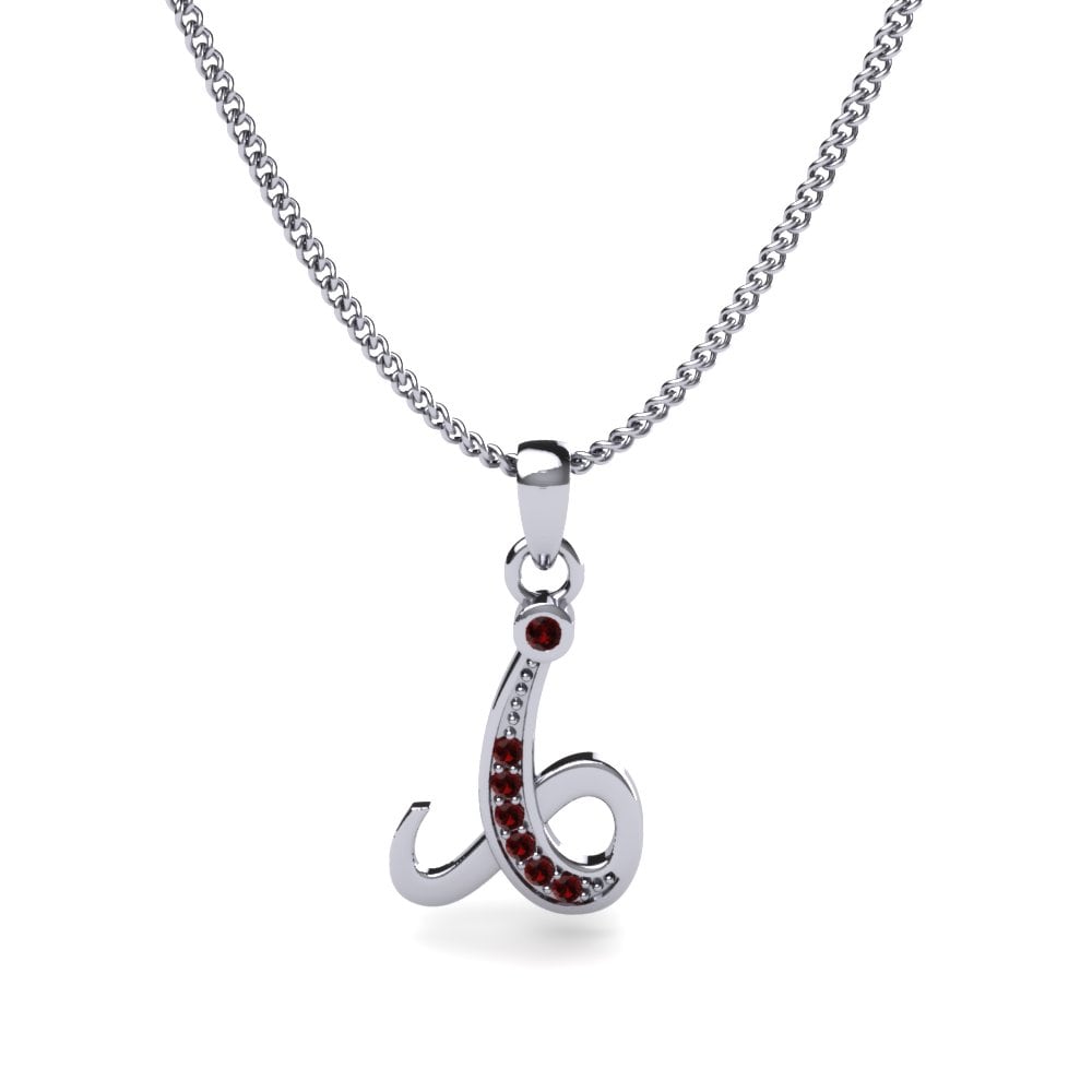 Rund Granat Initials Anhänger I