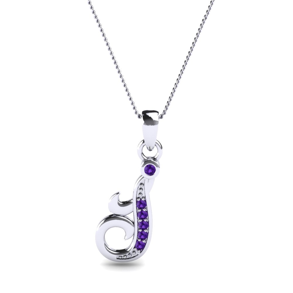 Rund Amethyst Initials Anhänger J