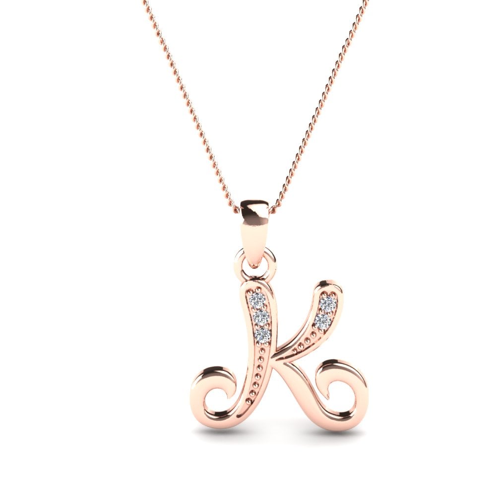 Rotgold 585 Zirkonia Initials Anhänger K