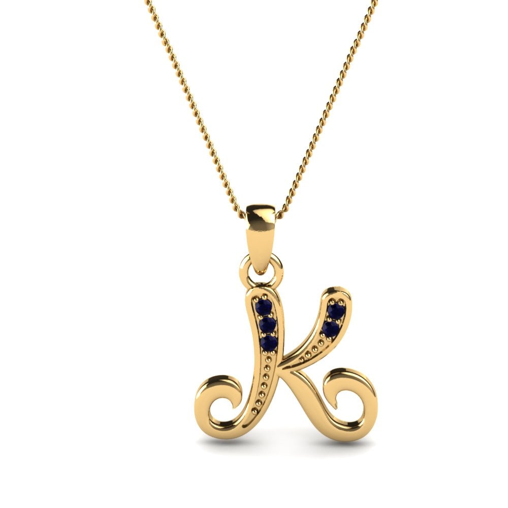 Donker Blauwe Zirkoon Initials Hanger K