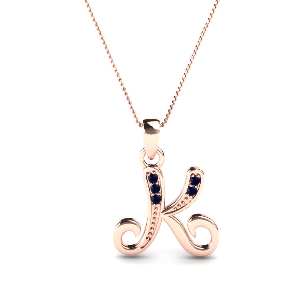 14k Rose Gold Sapphire Pendant K