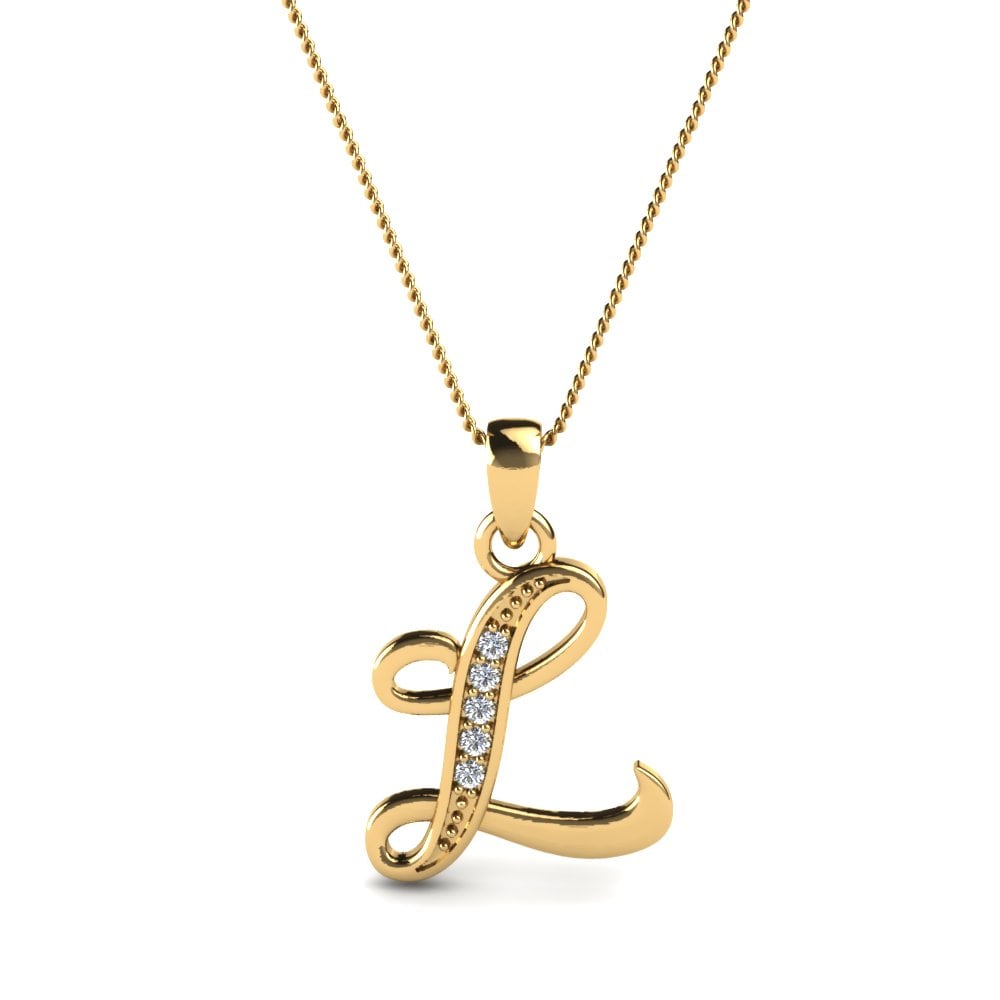 Rund Labor-gezüchteter Diamant Initials Anhänger L