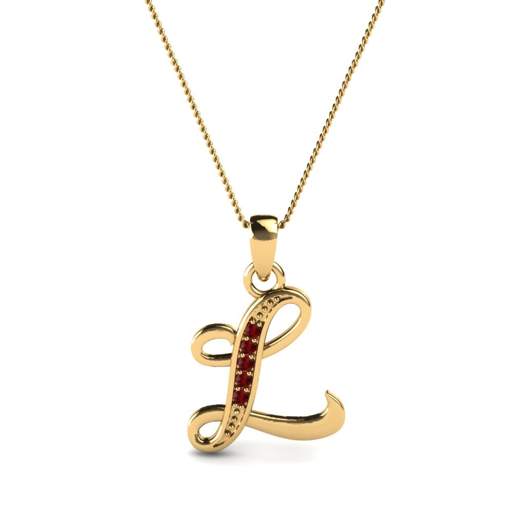 Roter Zirkonia Initials Anhänger L