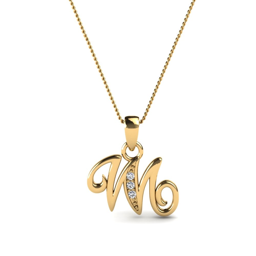 Rund Moissanit Initials Anhänger M