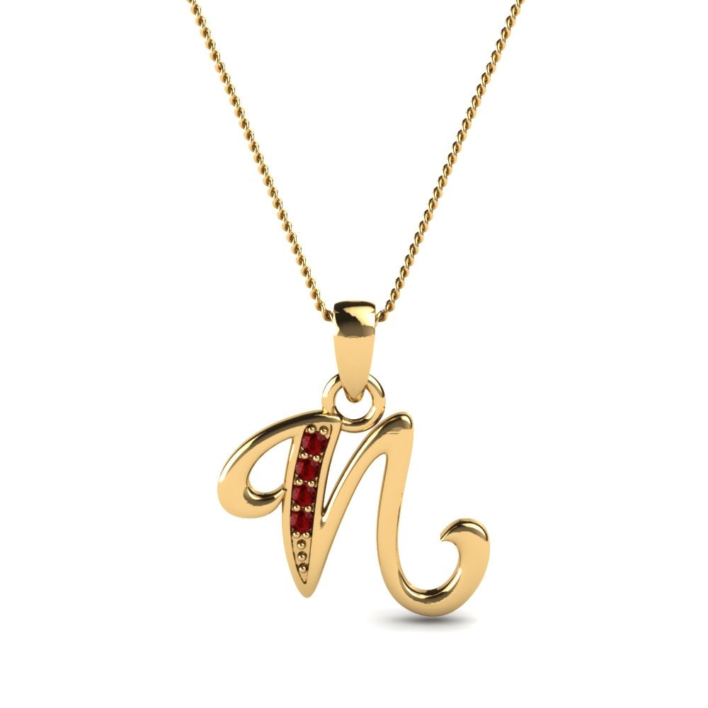 Roter Zirkonia Initials Anhänger N