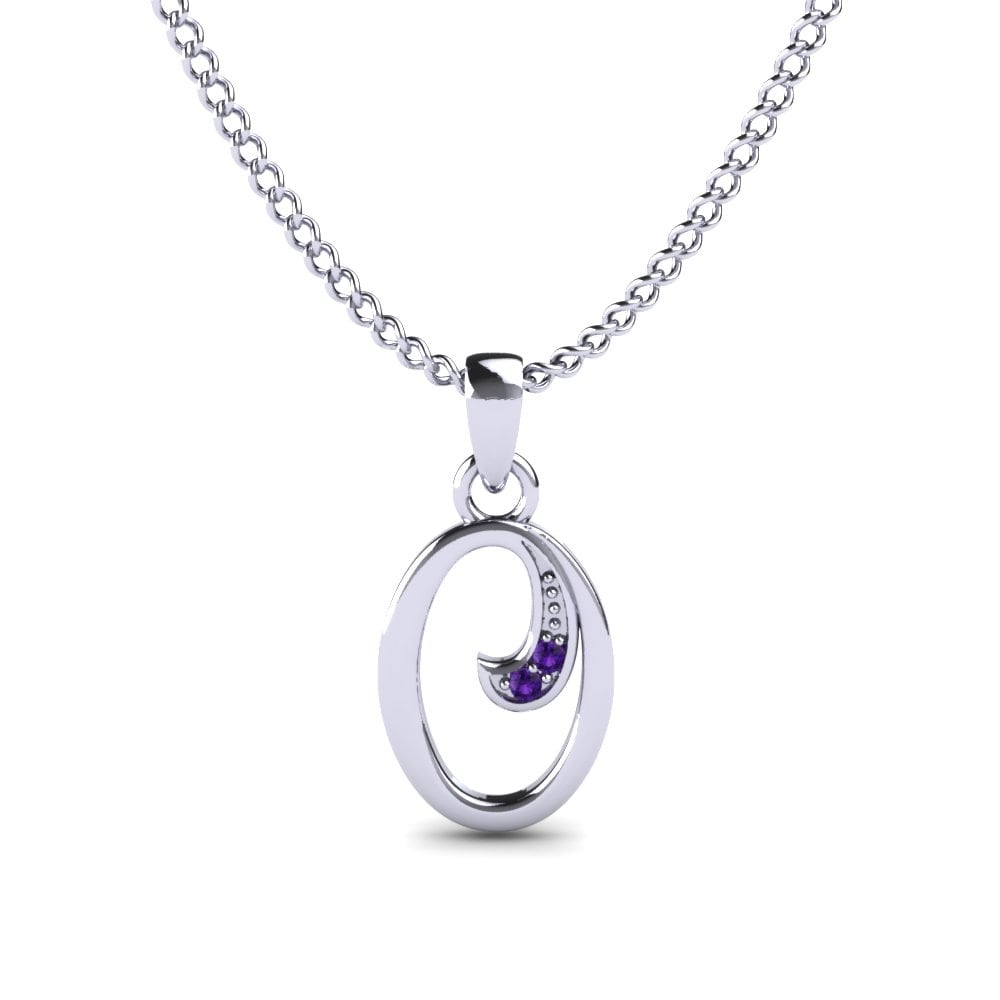 Rund Amethyst Initials Anhänger O
