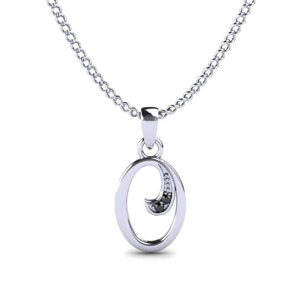 Rund Schwarzer Onyx Initials Anhänger O
