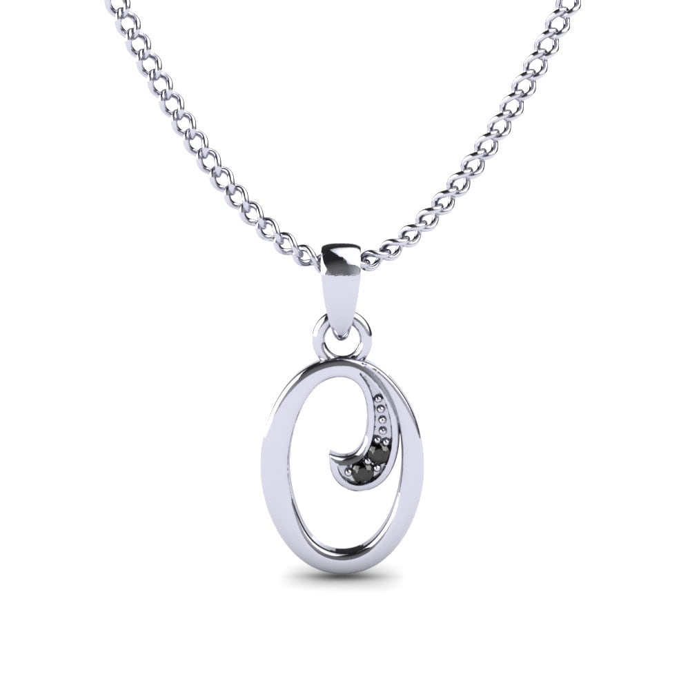 Schwarzer Diamant Initials Anhänger O