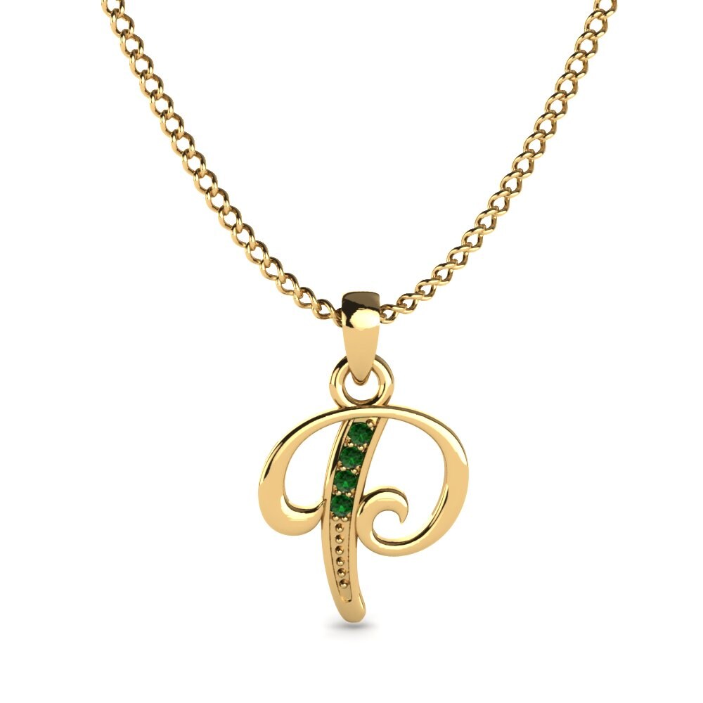 Rund Smaragd Initials Anhänger P