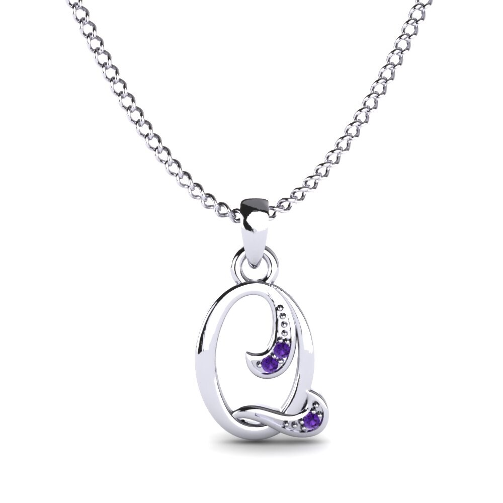 Rund Amethyst Initials Anhänger Q
