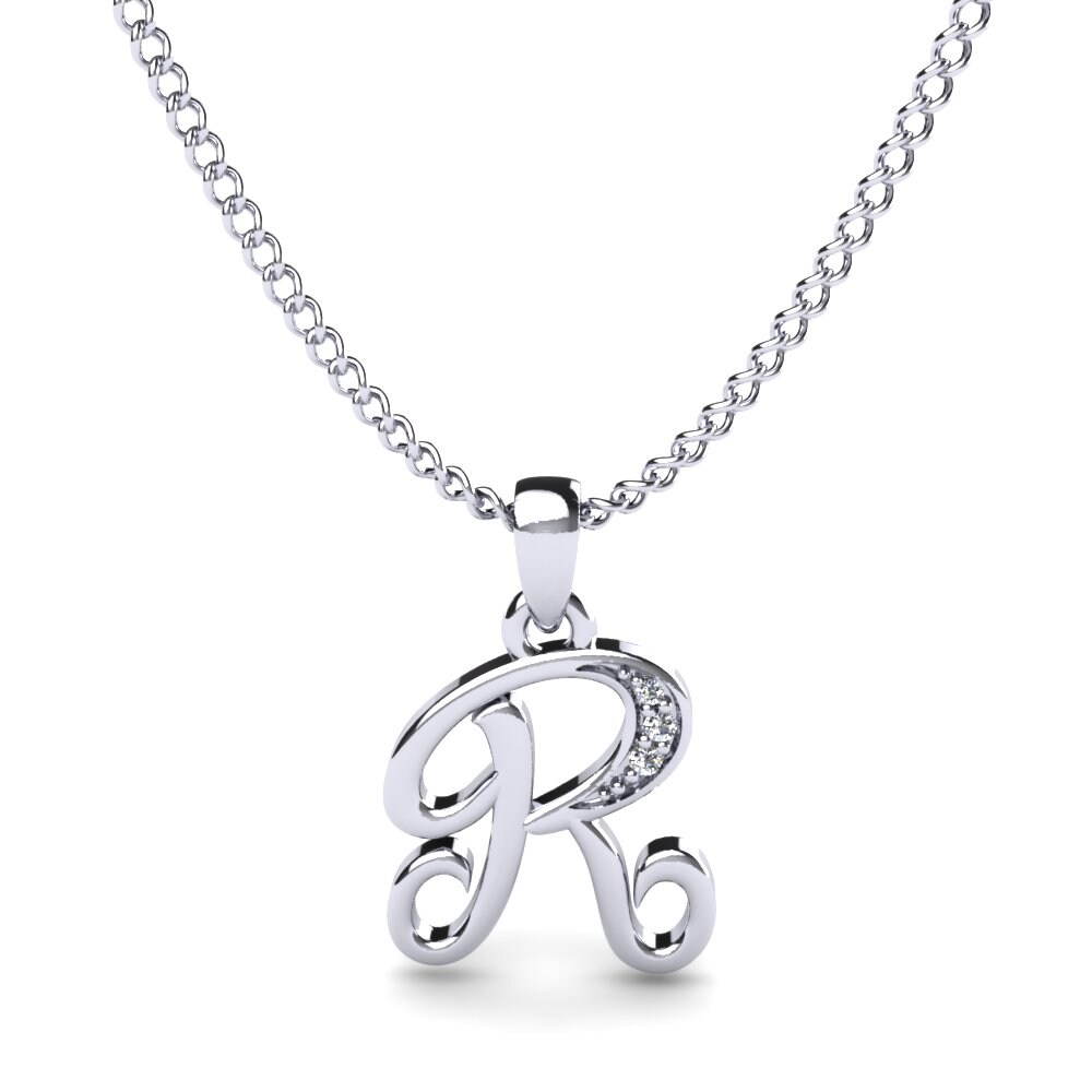 Rund Zirkonia Initials Anhänger R