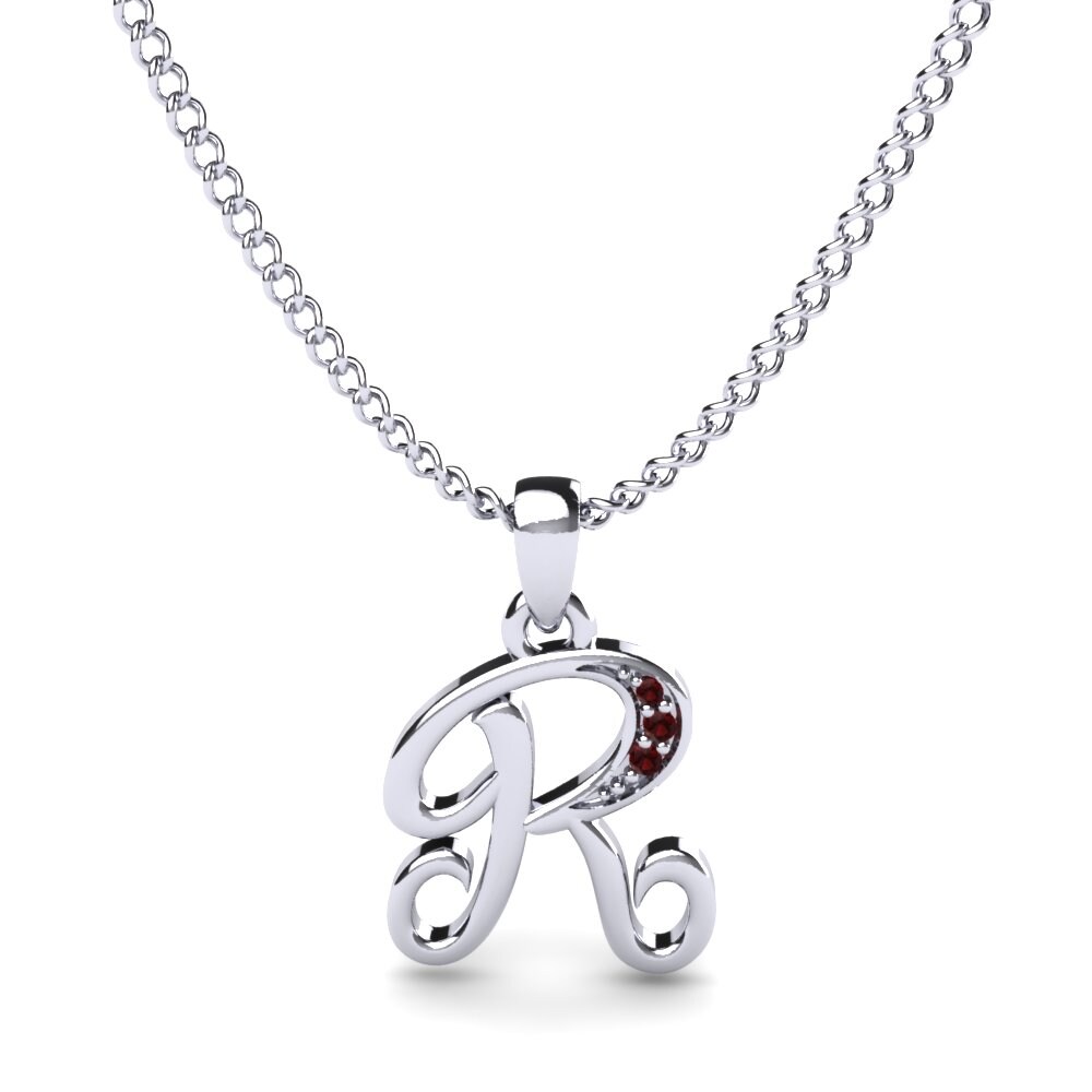 Rund Granat Initials Anhänger R