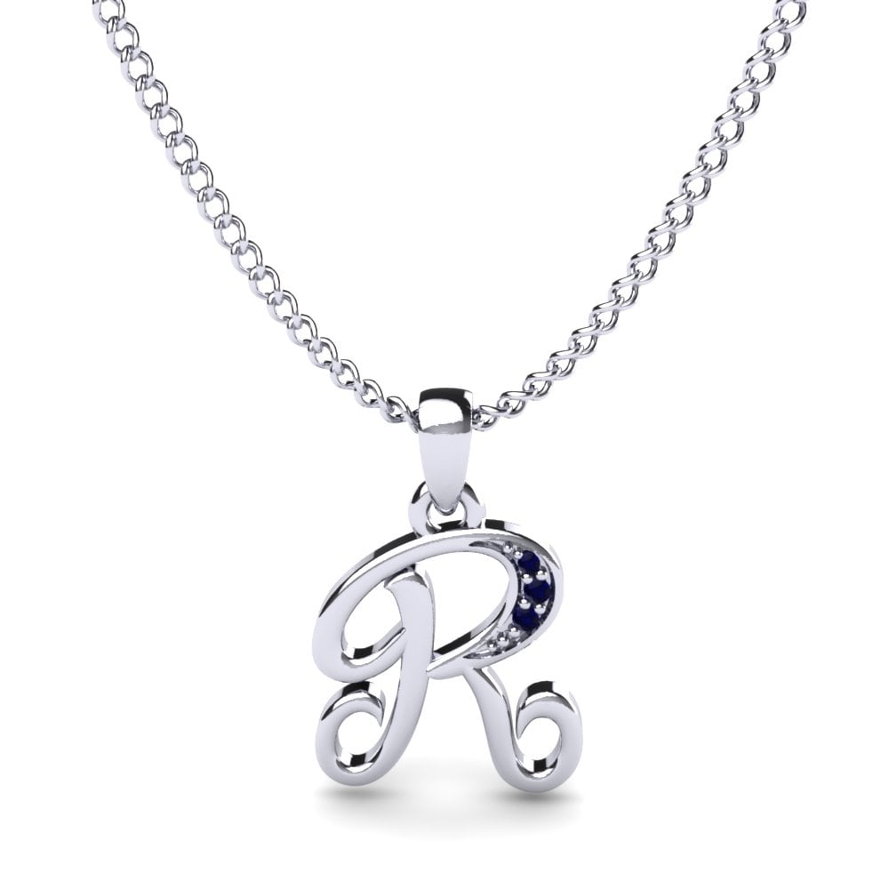 Rund Saphir Initials Anhänger R