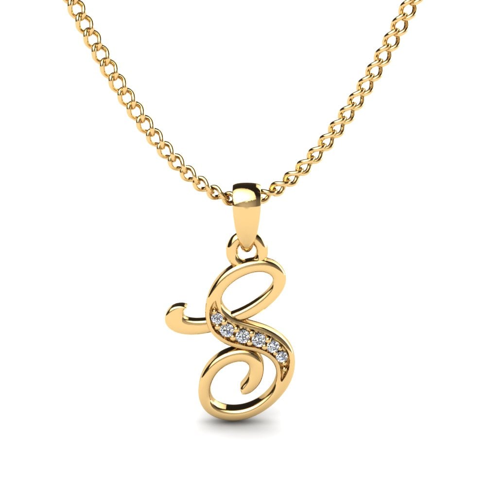 Rund Zirkonia Initials Anhänger S