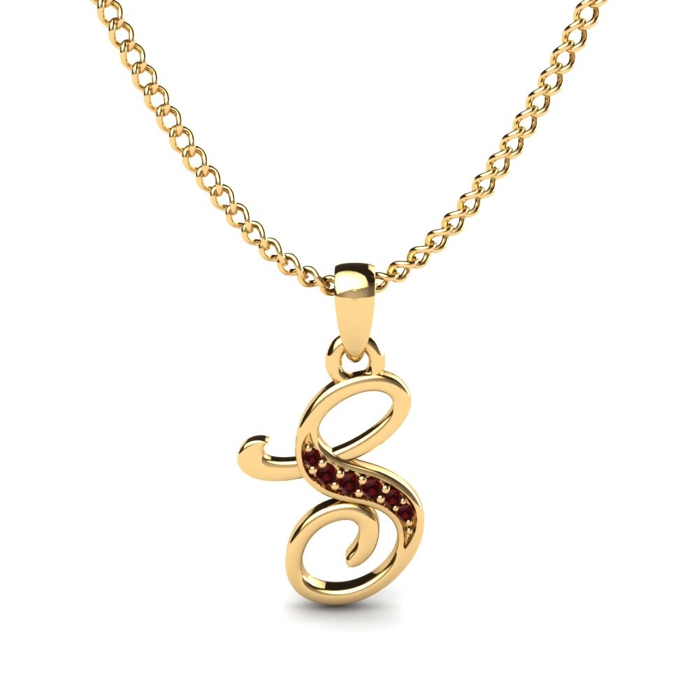 Rund Granat Initials Anhänger S