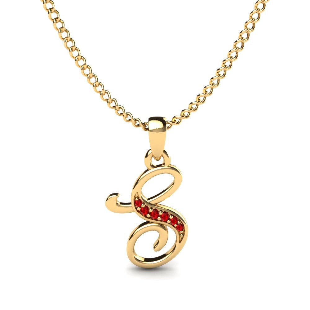 Roter Zirkonia Initials Anhänger S