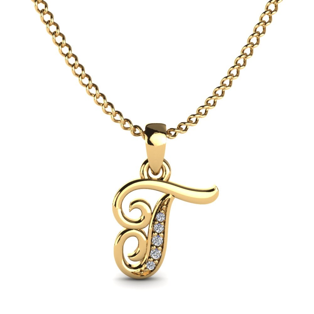 Gelbgold 585 Initials Anhänger T