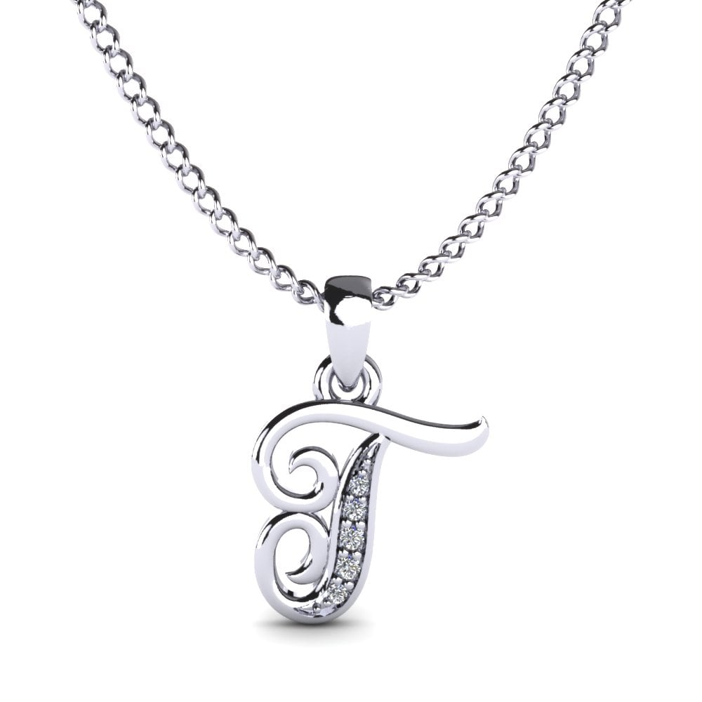 Rund Zirkonia Initials Anhänger T