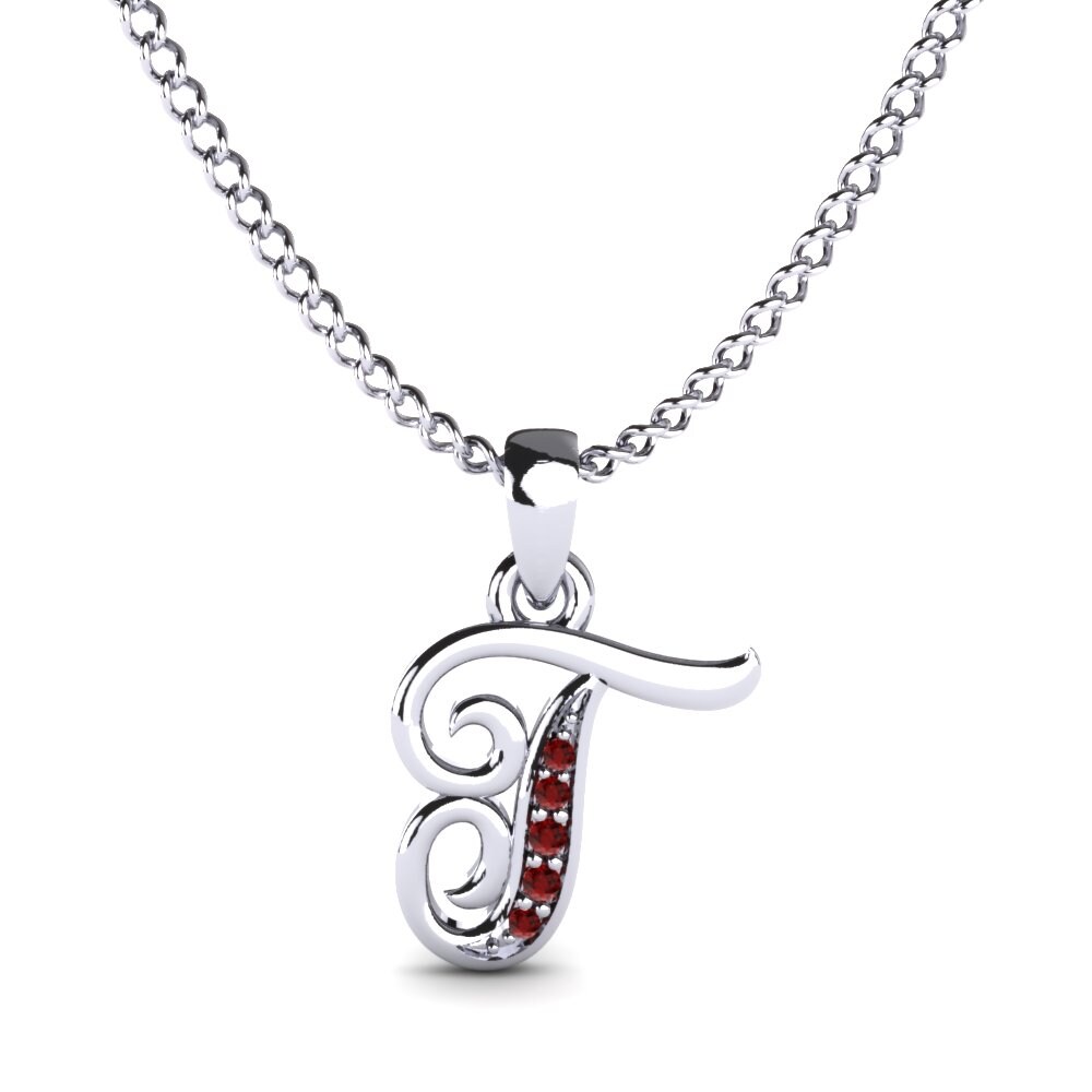 Roter Zirkonia Initials Anhänger T