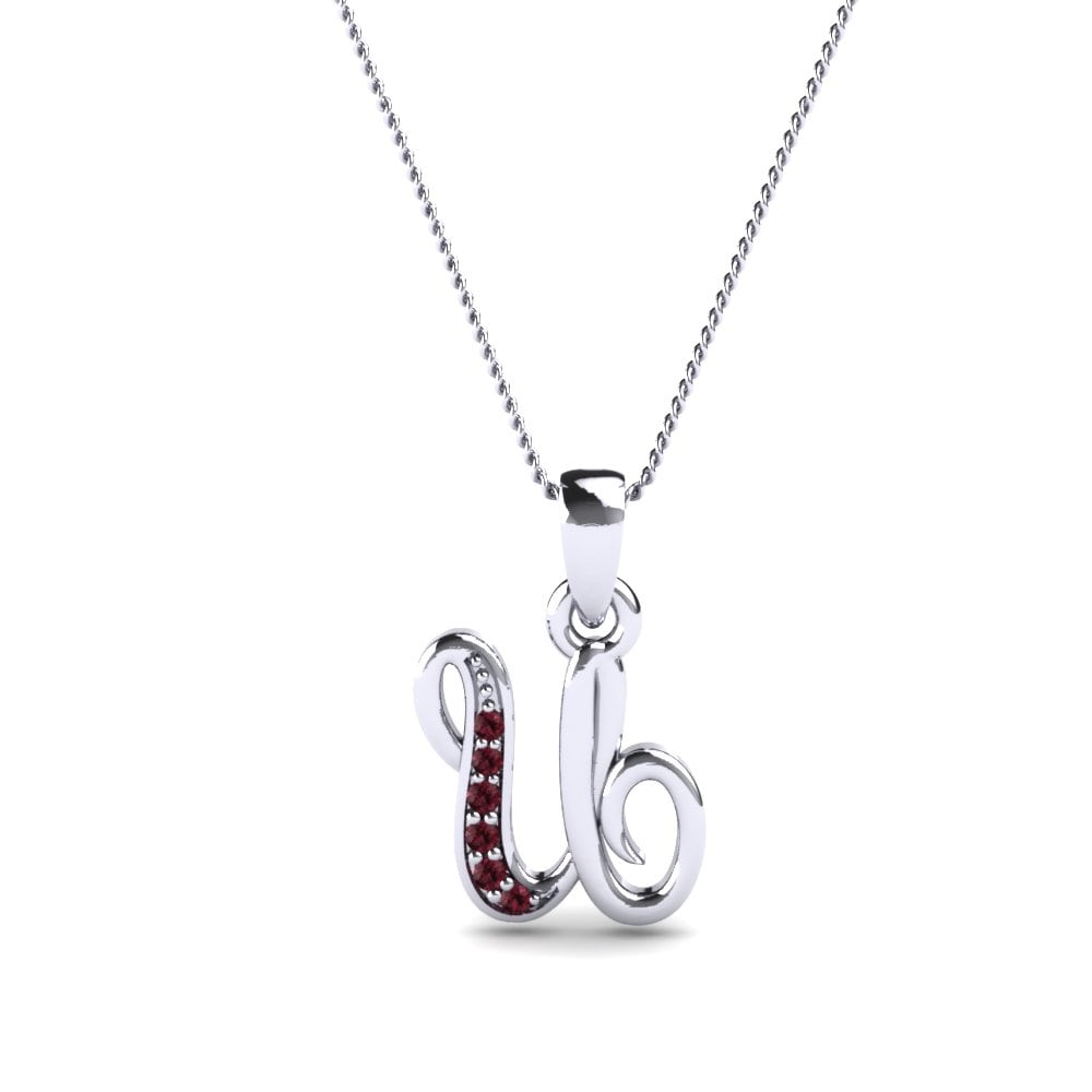 Rund Granat Initials Anhänger U