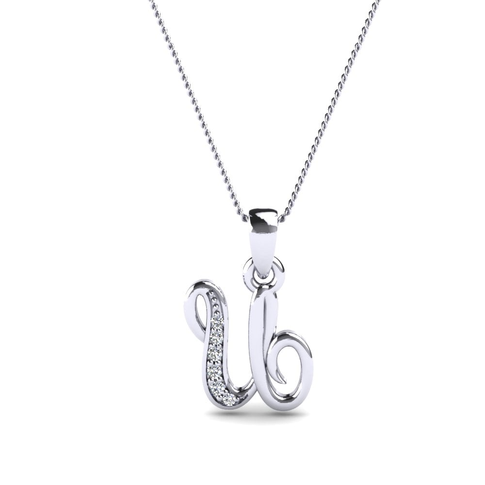 Labor-gezüchteter Diamant Initials Anhänger U