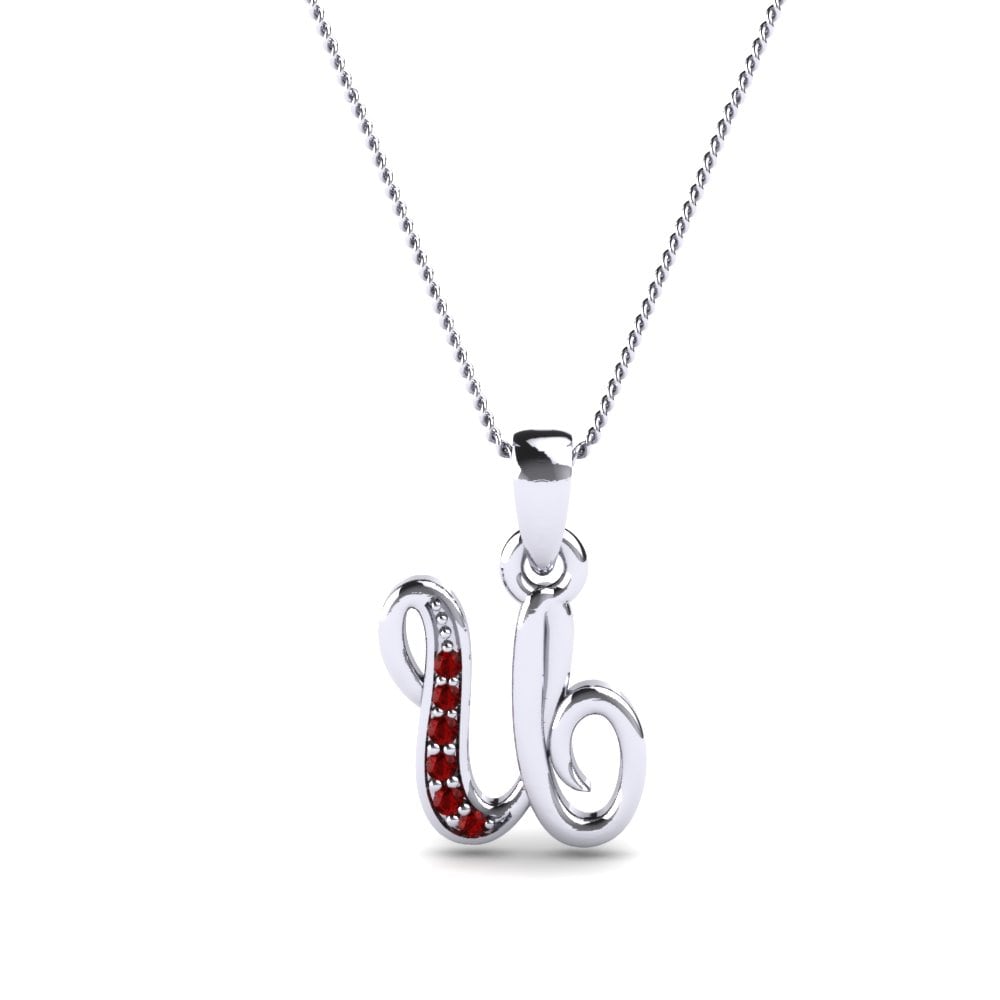 Roter Zirkonia Initials Anhänger U