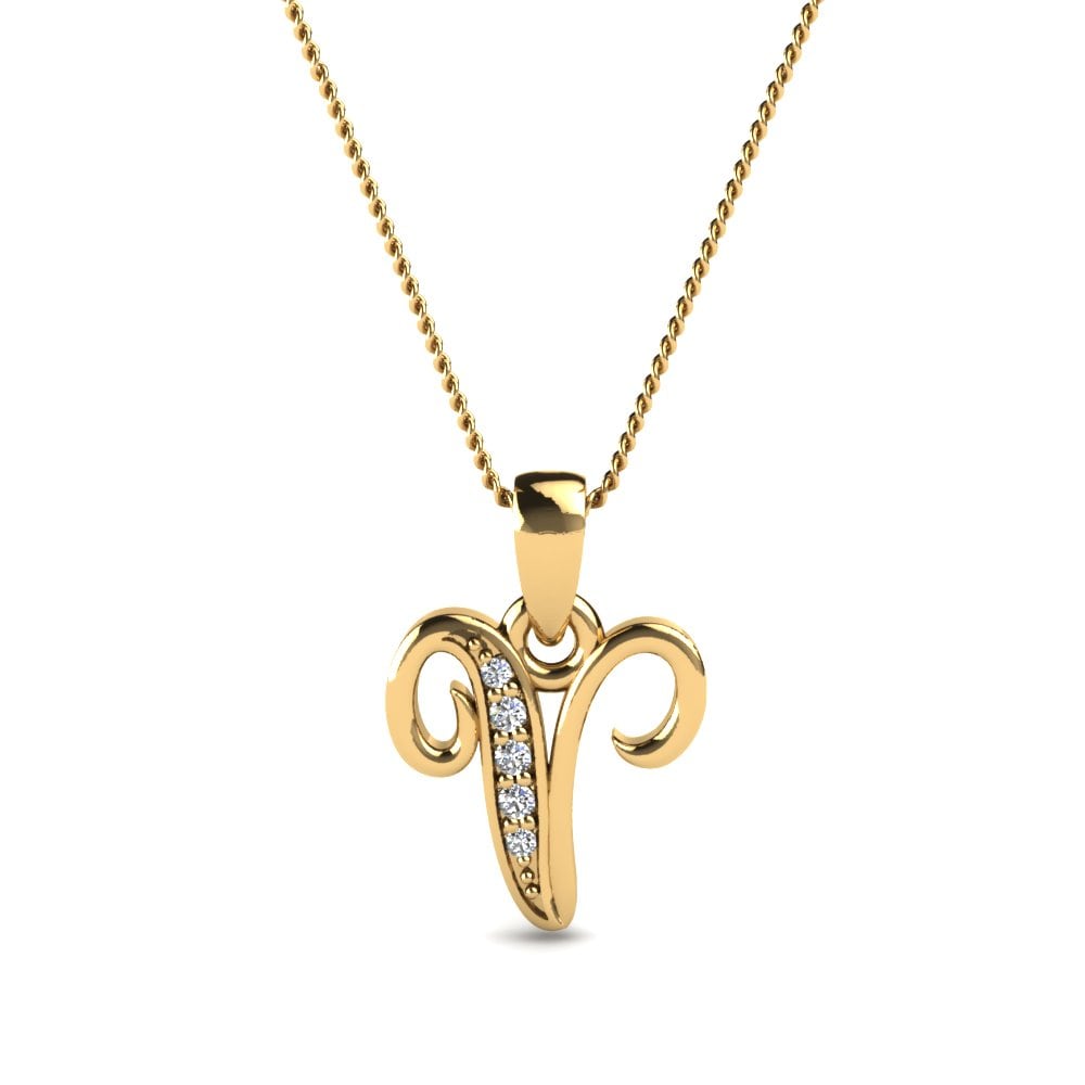 Labor-gezüchteter Diamant Initials Anhänger V