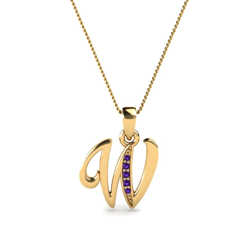 Rund Amethyst Initials Anhänger W