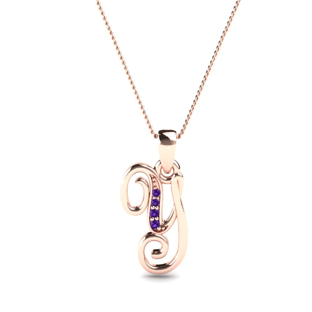 Amethyst Initials Anhänger Y