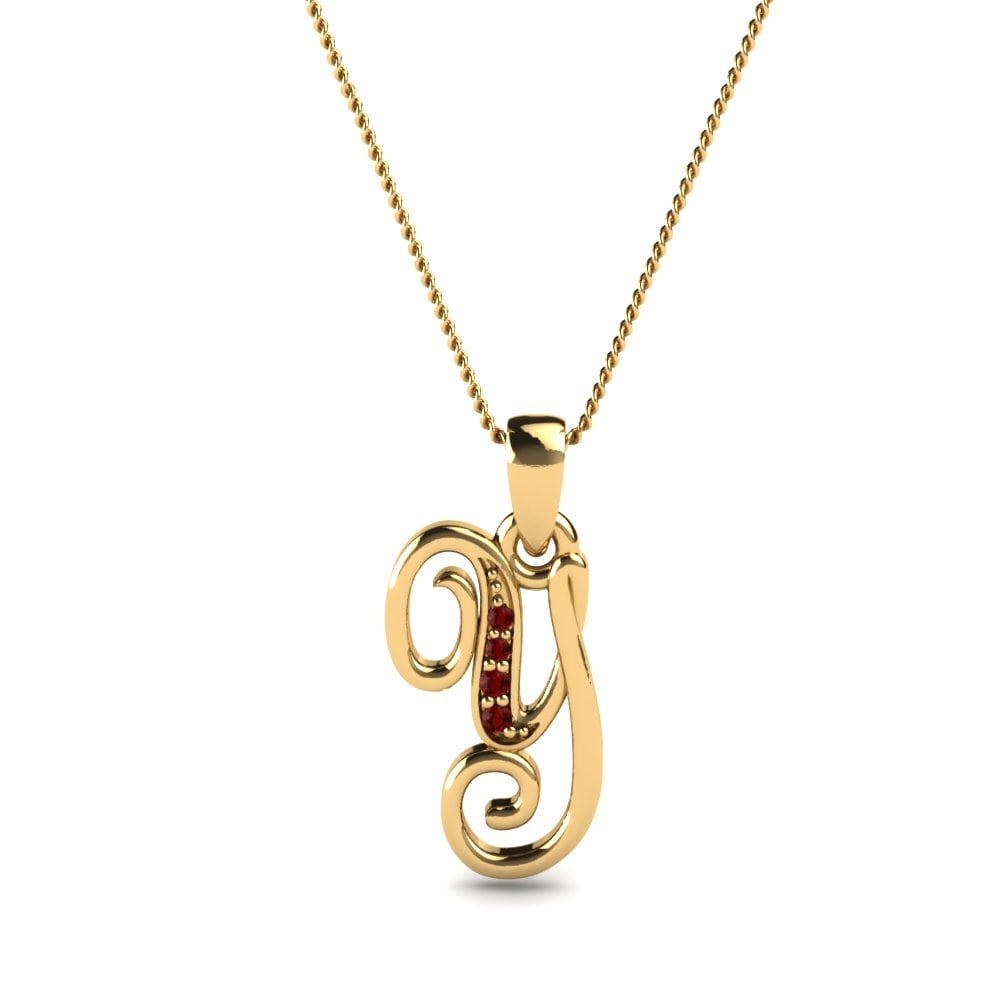 Gelbgold 585 Rubin Initials Anhänger Y