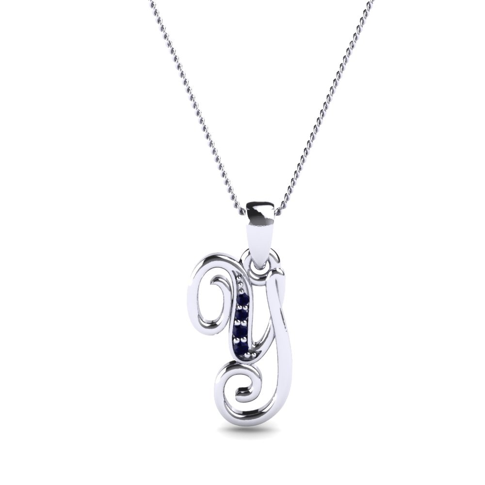 Donker Blauwe Zirkoon Initials Hanger Y
