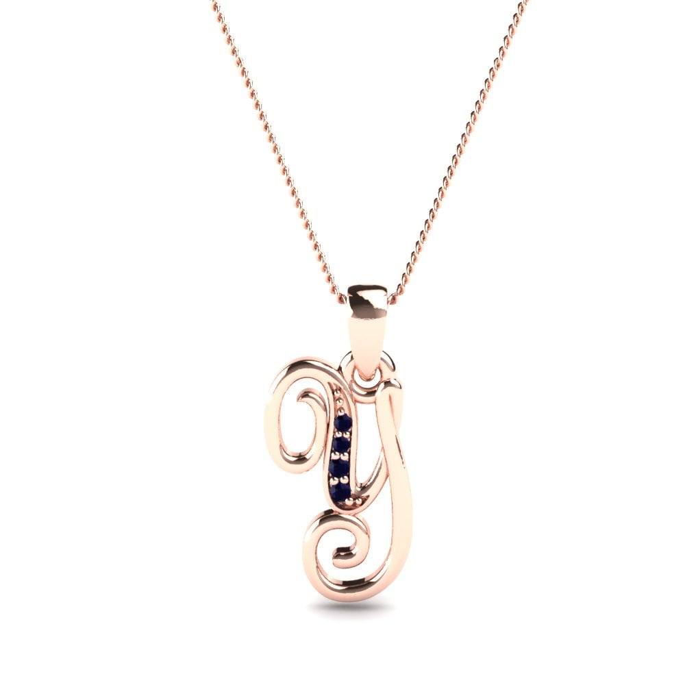 14k Rose Gold Sapphire Pendant Y