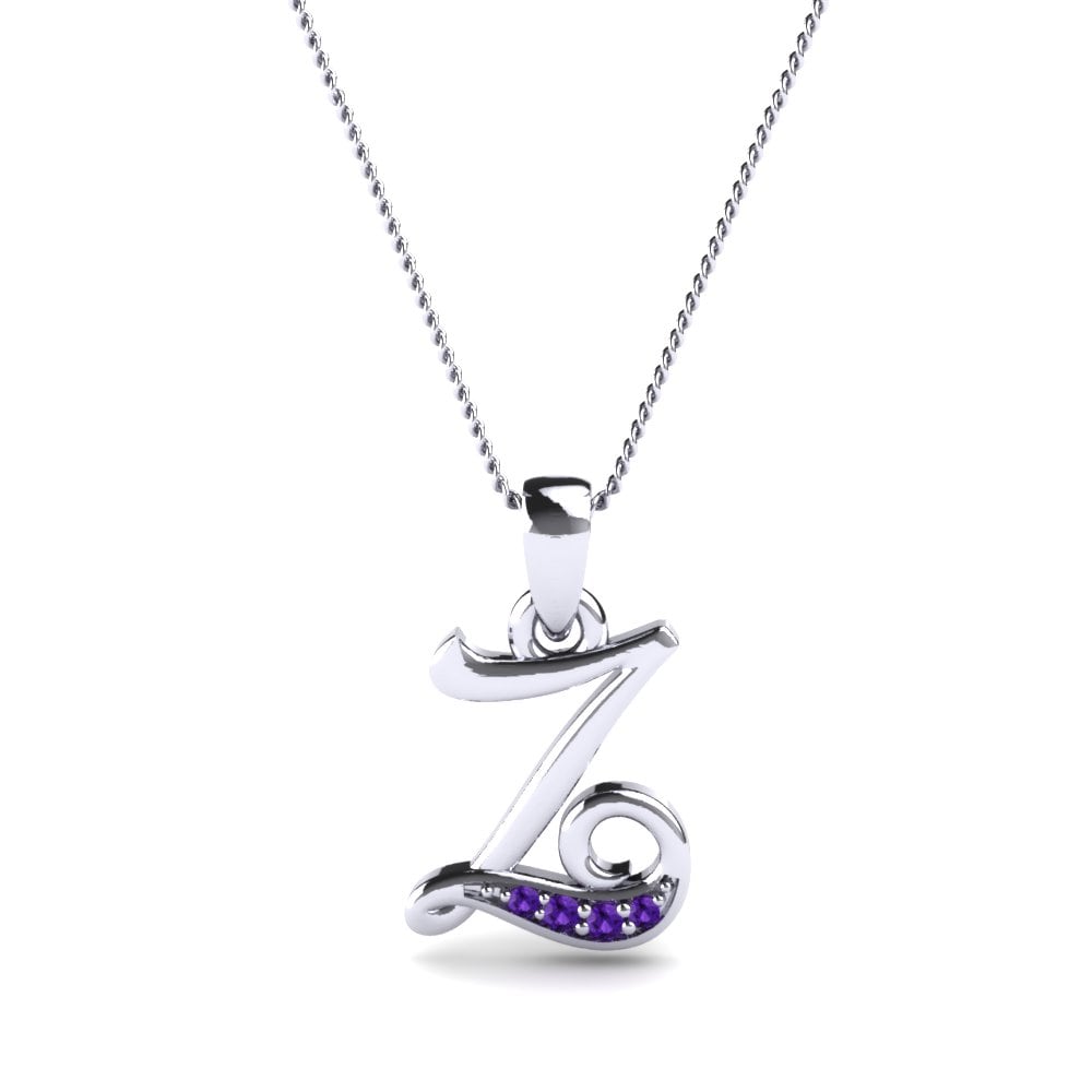 Rund Amethyst Initials Anhänger Z