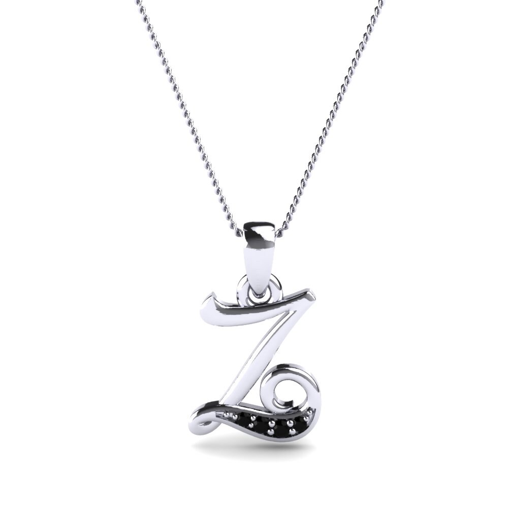 Rund Schwarzer Saphir Initials Anhänger Z